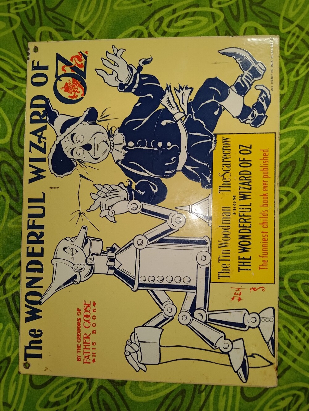 Vtg 1988 Ande Rooney Wizard Of Oz Porcelain Sign Tin Man & Scarecrow 7 1/2"X10"